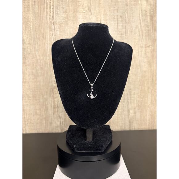 Women's .5ct Moissanite 925 Sterling Silver Anchor Necklace - Picture 4 of 7